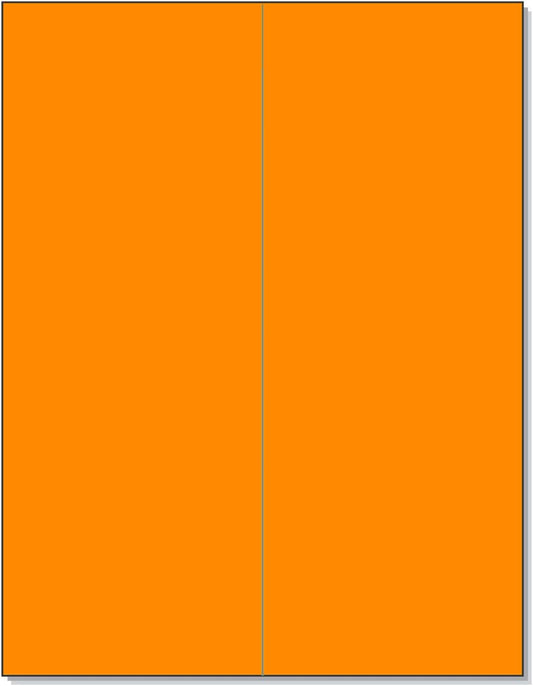 NextDayLabels 8-1/2 x 11" Neon Color High Light Fluorescent Labels for Laser & Inkjet Printer (Orange Fluorescent, 4-1/4" x 11" - 2 Per Page | 50 Labels)