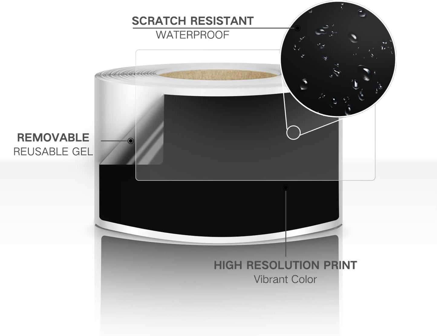 Rectangle Labels Sticker 3×5 Inch Vinyl Floor Stickers Color Coding Name Tags Roll Removable 200 PCS, Black