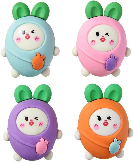20 Pack Carrot Erasers for Kids, 3D Erasers for Boys Girls, Fun Take Aapart Erasers for School Supplies Prize Gifts Party Favors