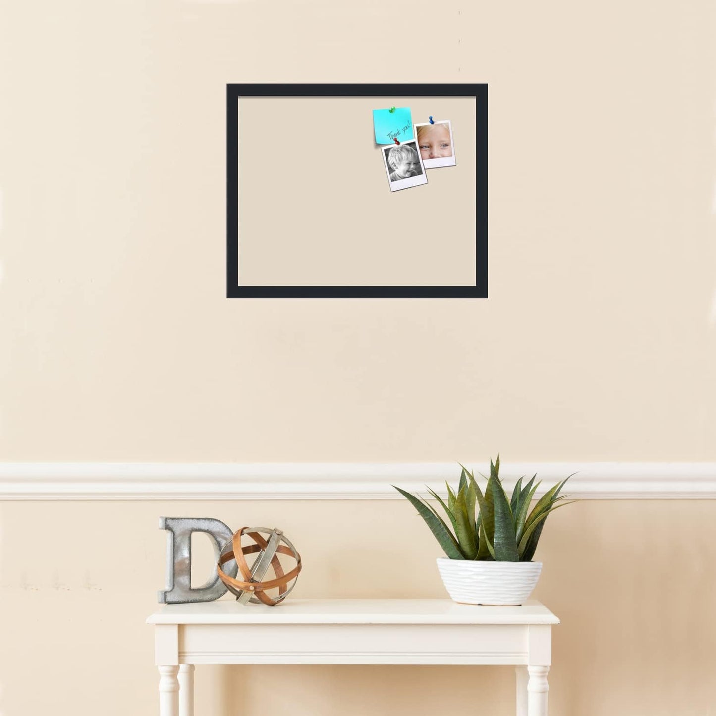 PinPix 20x16 Inch Cork Bulletin Board. This Decorative Framed Pin Board Comes with Desert Pastel Design and a Satin Black Frame. Ideal for Home Office Decor or Message Board (PinPix-1815)