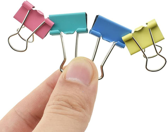 HAHIYO Binder Clips Paper Clamps Spring Steel Sturdy Small 0.75 inches Width 0.2 Inch Capacity No Sharp Edges Heavy Duty Tight Grip Reusable Color Metal Bright Finish for Home Office School 30 Pack