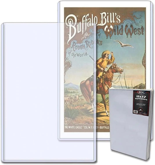 BCW 11 x 17 Art and Print Toploader - Pack of 10 | Crystal Clear, Rigid PVC | Photo Print Protector for Lithographs, Artwork, and Collectibles | Plastic Sheet Protectors | Restaurant Menu Holders