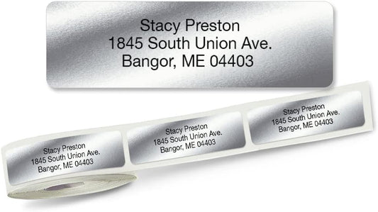 Personalized Return Address Labels, Roll of 500 Silver Foil Self-Adhesive Labels Without Dispenser, Customize with Name & Shipping Address, Colorful Images