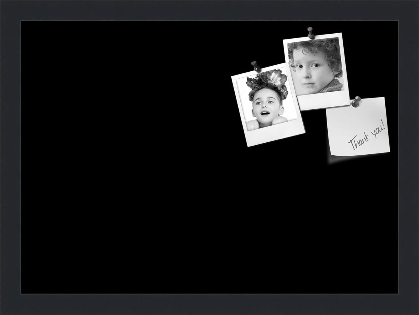 PinPix 18x13 Inch Cork Bulletin Board. This Decorative Framed Pin Board Comes with Solid Black Design and a Satin Black Frame. Ideal for Home Office Decor or Message Board (PinPix-622)