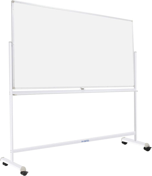 H-Qprobd Mobile Whiteboard 72"x40" Magnetic Dry Erase Board with Stand Double-Sided Rolling Whiteboard for Office, Home & School