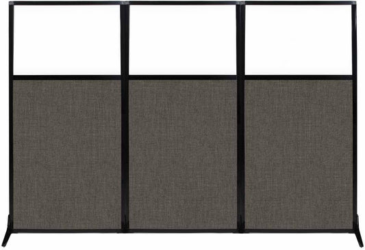 Versare Workstation Partition | Portable Wall Divider | Modern Office Cubicle | Free Standing Privacy Screen | Flexible Work Space | 99" x 70" W/Window, Mocha Fabric Panels
