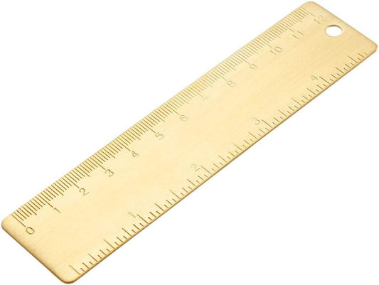 uxcell Straight Brass Ruler 120mm 4 Inches Metric Measurement Tool Drawing Measuring Ruler 1mm Thickness