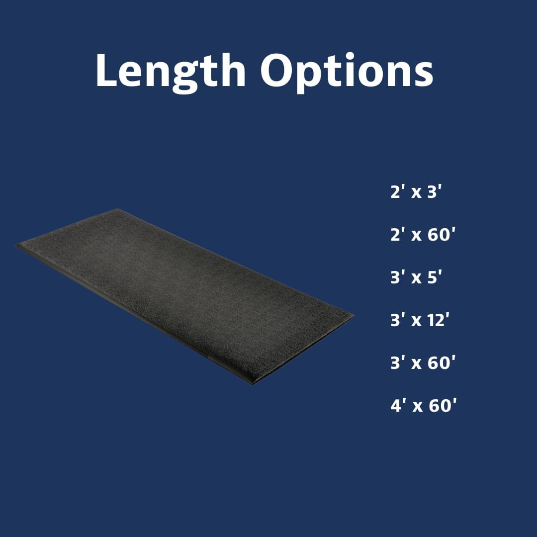 Notrax 411 Sof-Tred™ 4' x 60' x 3/8" Anti Fatigue Mat, Enhanced Slip Resistance with Beveled Edges and Pebbled Surface, Ideal for Industrial and Commercial Workplaces, Black, 411R0348BL