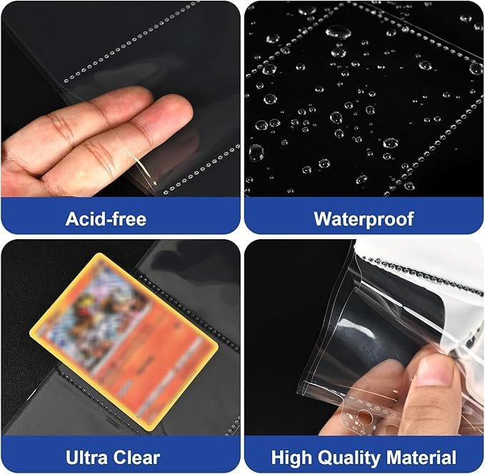 42 Pack 9 Pocket Double Side Card Sleeves Binder Sheets, Holds 756 Cards, Trading Card Binder Sleeves for 3 Ring Binder, Card Sleeve Pages for Baseball, Football, Business, TCG, Kpop Cards