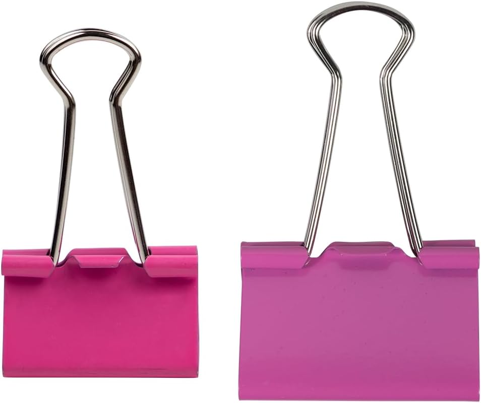 JAM PAPER Colorful Binder Clips Assortment - Medium & Large Size - Pink Binderclips - 27 Clips/Pack