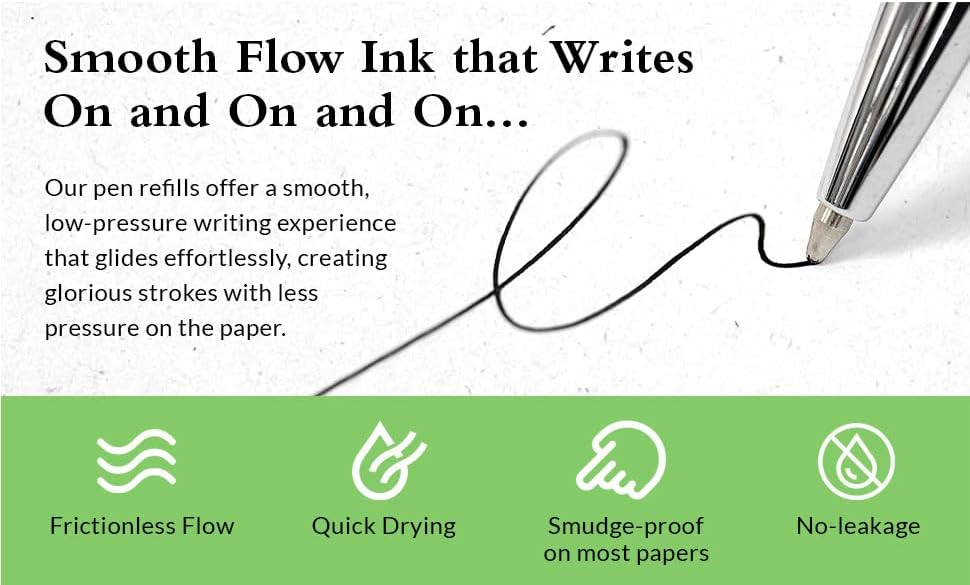 6 Pack, Pen Savings Gel Pen Refills Compatible with Parker Ballpoint Pens, .5mm Extra Fine Needle Point, Smooth Writing, Frictionless Flow (Bulk Packed) (Blue)