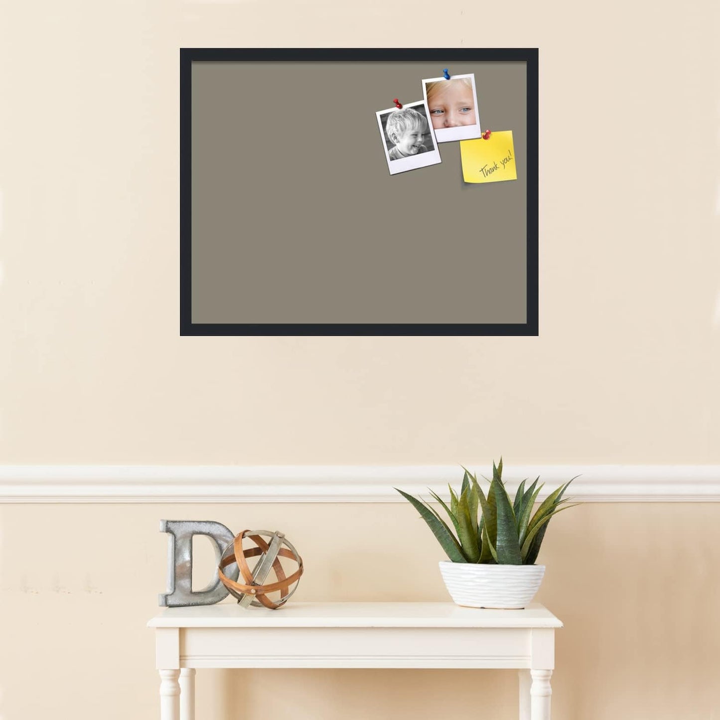 PinPix 28x22 Inch Cork Bulletin Board. This Decorative Framed Pin Board Comes with Pewter Design and a Satin Black Frame. Ideal for Home Office Decor or Message Board (PinPix-1812)