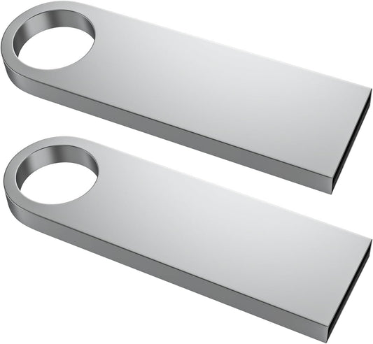 ABLAZE 4GB Flash Drive 2 Pack, Metal USB 2.0 Thumb Drives with Keychains USB Stick Pendrive (Sliver)