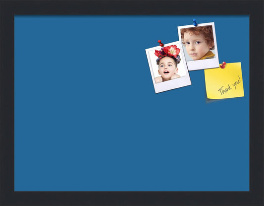 PinPix 16x12 Inch Cork Bulletin Board. This Decorative Framed Pin Board Comes with Navy Pastel Design and a Satin Black Frame. Ideal for Home Office Decor or Message Board (PinPix-1811)