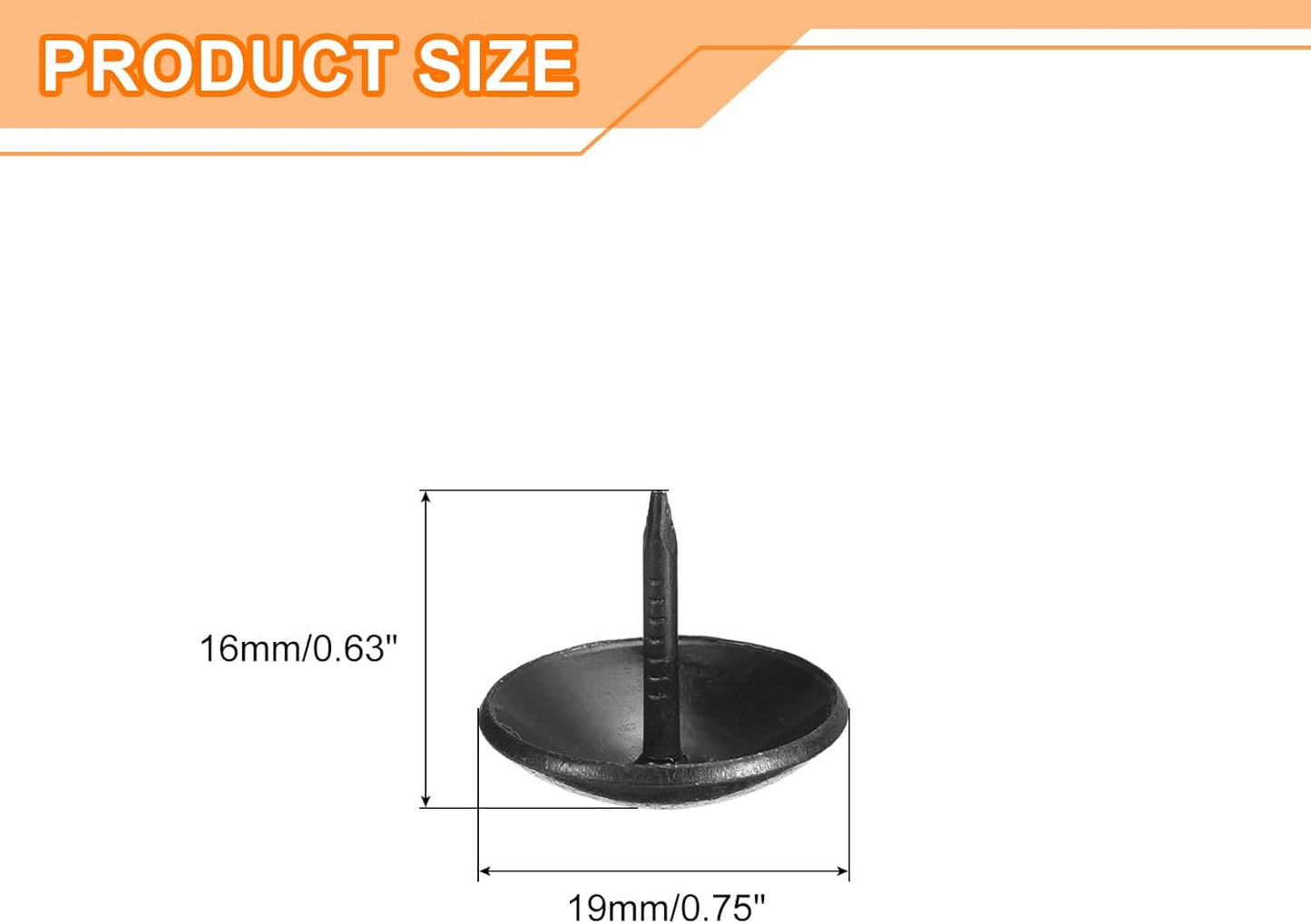 uxcell Upholstery Tacks Nail Pins Furniture, 100Pcs 19x16mm Thumb Tack Pins Assortment Kit Carbon Steel for Home Sofa DIY Decorative Nail Heads Nails, Black