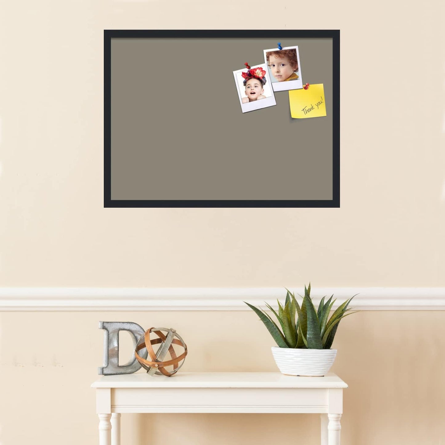 PinPix 30x22 Inch Cork Bulletin Board. This Decorative Framed Pin Board Comes with Pewter Design and a Satin Black Frame. Ideal for Home Office Decor or Message Board (PinPix-1812)