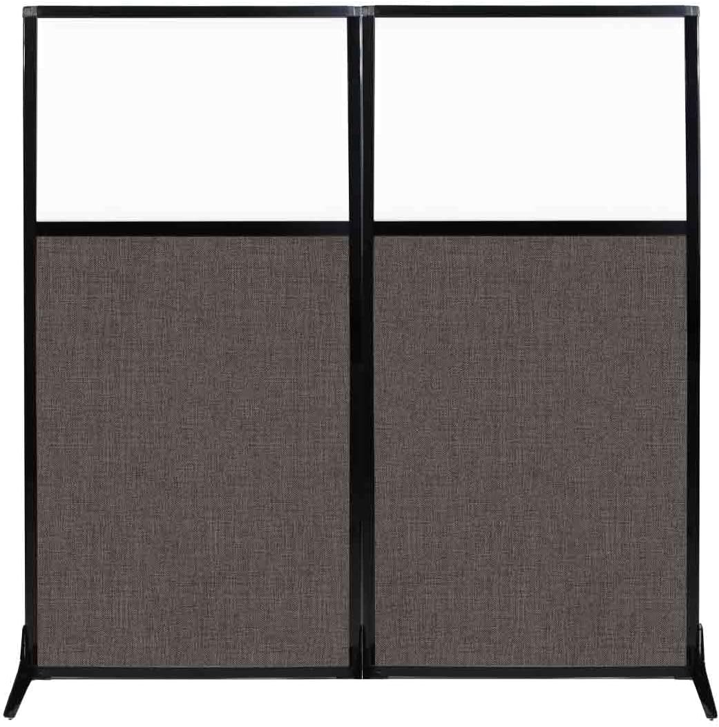 Versare Workstation Partition | Portable Wall Divider | Modern Office Cubicle | Free Standing Privacy Screen | Flexible Work Space | 66" x 70" W/Window, Mocha Fabric Panels