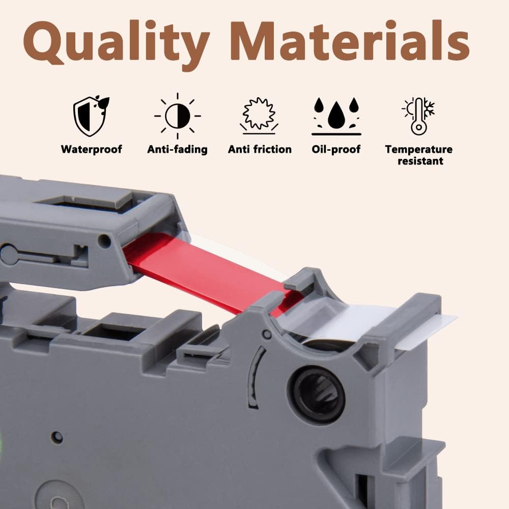 Hehua Tze Tz Tape 12mm 0.47 Laminated White Compatible for Brother P-Touch TZe-232 TZe232 TZ-232 TZ232 Tape for Ptouch PT D210 D200 D220 D610 H110, 1/2'' x 26.2ft Red on White, 3 Pack