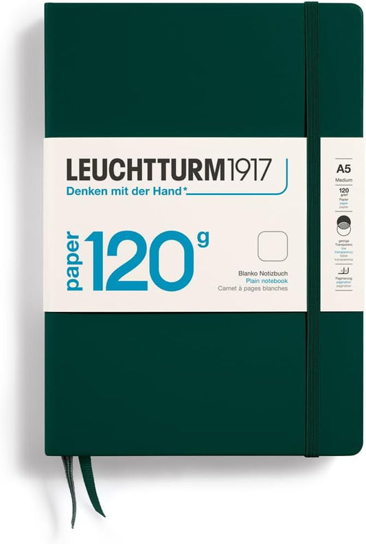 LEUCHTTURM1917 - 120G Special Edition - Medium A5 Plain Hardcover Notebook (Forest Green) - 203 Numbered Pages with 120gsm Paper