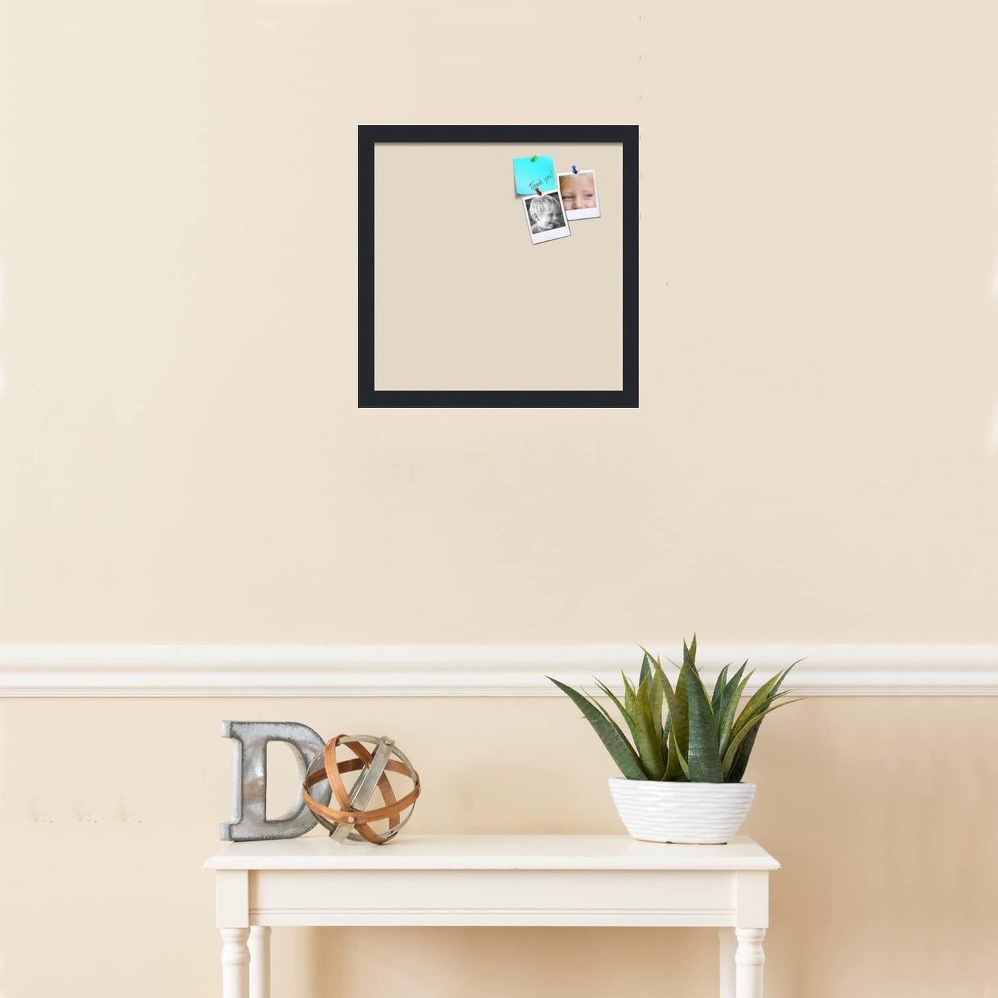 PinPix 15x15 Inch Cork Bulletin Board. This Decorative Framed Pin Board Comes with Desert Pastel Design and a Satin Black Frame. Ideal for Home Office Decor or Message Board (PinPix-1815)