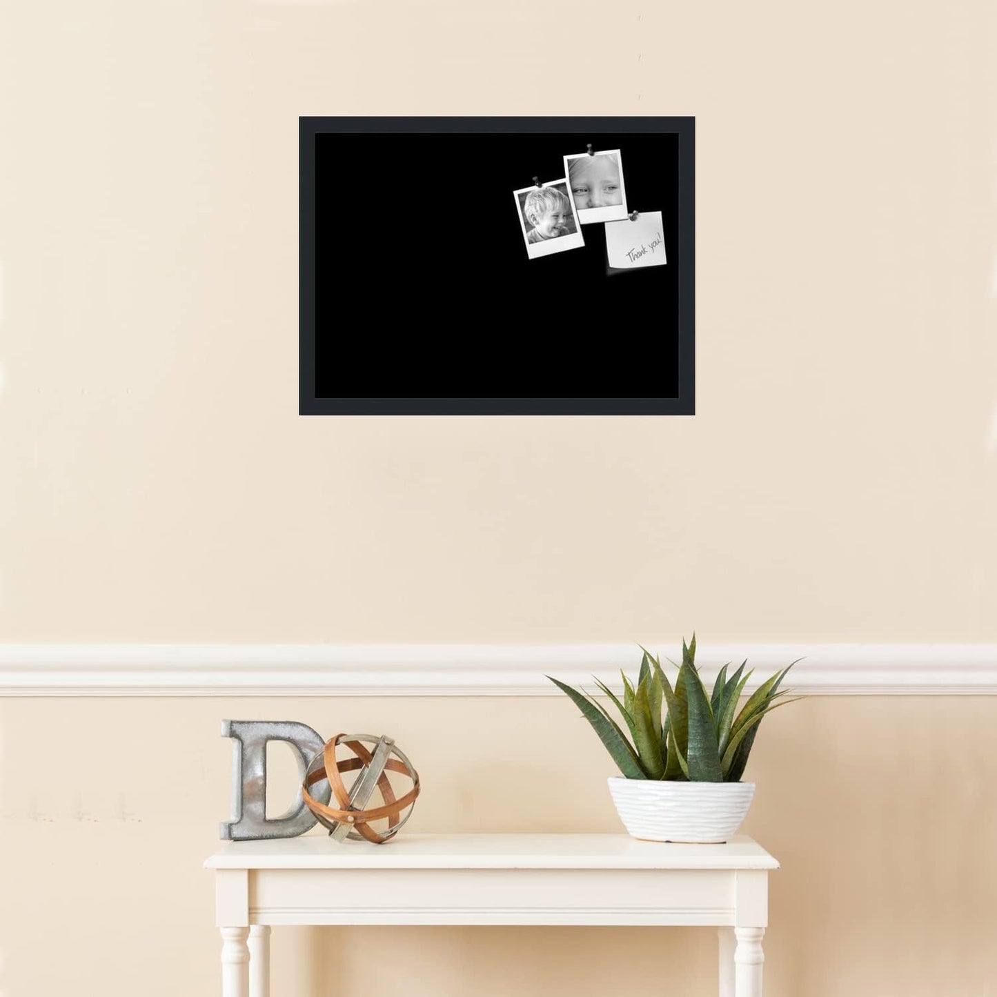 PinPix 22x16 Inch Cork Bulletin Board. This Decorative Framed Pin Board Comes with Solid Black Design and a Satin Black Frame. Ideal for Home Office Decor or Message Board (PinPix-622)