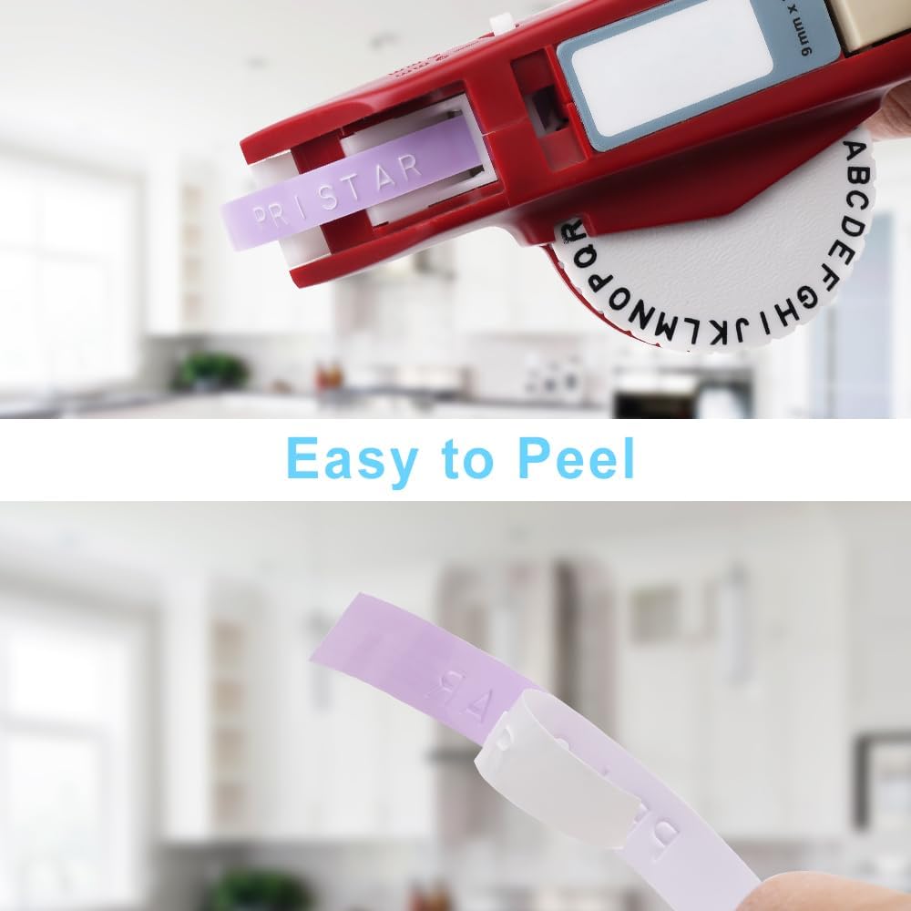 Pristar Plastic 3D Embossing Label Tape Self-Adhesive Compatible for Dymo Label Makers Organizer Xpress Pro, Office Mate II, 3/8 in X 9.8 Ft, Macaroon Color Yellow/Blue/Green/Pink/Purple, 10-Pack