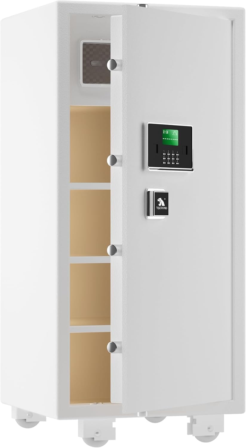 【𝐔𝐒 𝐒𝐓𝐎𝐂𝐊】TIGERKING 5.9 Cubic Feet Extra Large Heavy Duty Safe Box, Big Home Safe with Double Safety Key Lock and Separate Lock Box, Digital safe with 2 Removable Shelf for Home Hotel Office