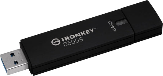 Kingston Ironkey D500S 64GB Encrypted Flash Drive | Dual Hidden Partition | FIPS 140-3 Level 3 | XTS-AES 256-bit | BadUSB and Brute Force Protection | Multi-Pin Option | IKD500S/64GB