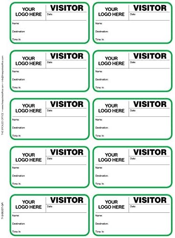 The Spoiled Office Custom Printed Visitor Sign in Book for School and Business with 3" X 2" Peel Off 500 Badges - Spiral Bound Visitor Log Book, Made in USA - Green Non-Expiring