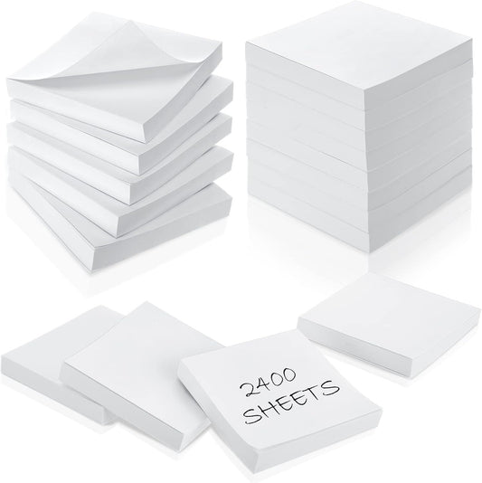 Sabary 2400 Sheets White Sticky Notes 3 x 3 Inch Self Stick Notes Pads Easy Note Pads for Office Home Studying Supplies, 24 Pads, 100 Sheets/Pad, Individual Package