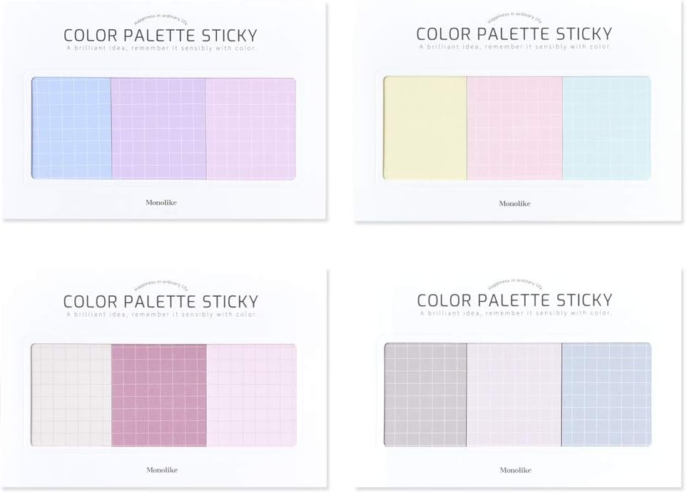 Monolike Color Palette Sticky Grid 300 B Set 4p - Self-Adhesive Memo Pad 30 Sheets