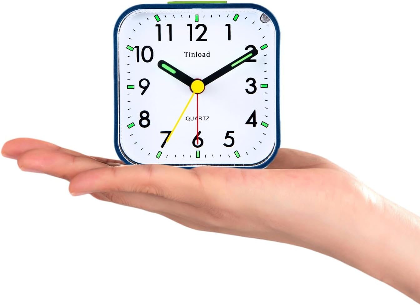 Small Battery Operated Analog Alarm Clock Silent Non Ticking, Ascending Beep Sounds, Snooze,Light Functions (Blue)