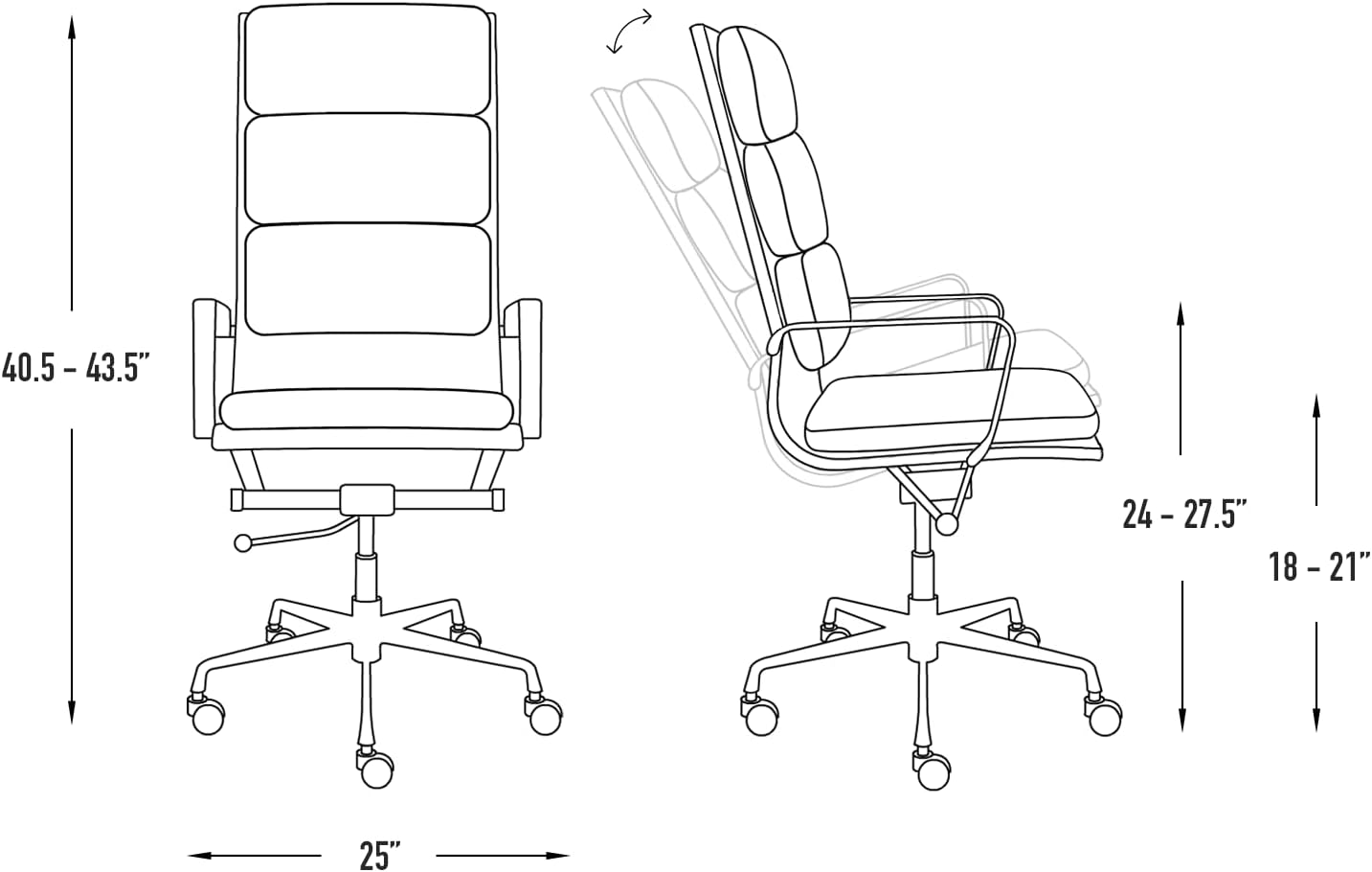 Laura Davidson Furniture SOHO II Tall Back Padded Management Chair (White)