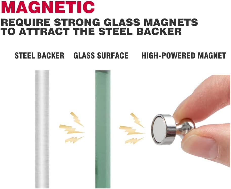 Glass Dry Erase Board - Large Magnetic Whiteboard with Frameless Mounting, Premium Tempered Glass Surface & Accessory Tray - Perfect for Office, Classroom, or Home (48" x 36")