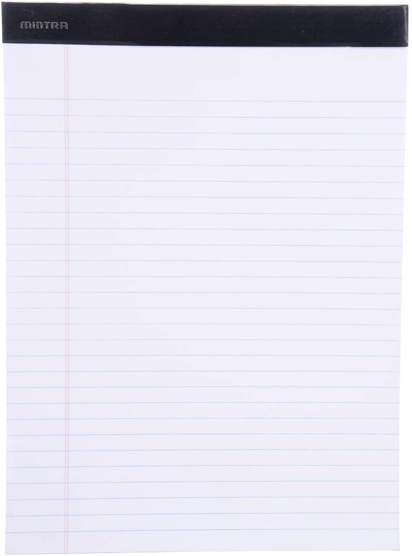 Mintra Office Legal Pads - ((BASIC WHITE 6pk, 8.5in x 11in, WIDE RULED))