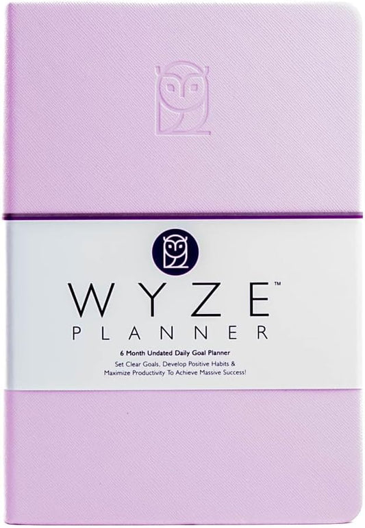 Undated Daily Planner – 6-Month A5 Productivity Organizer with Full Page Per Day, Hourly Schedule, Goal Setting, Habit Tracker, Weekly & Monthly Pages – Hardcover Time Management Notebook (Lilac)