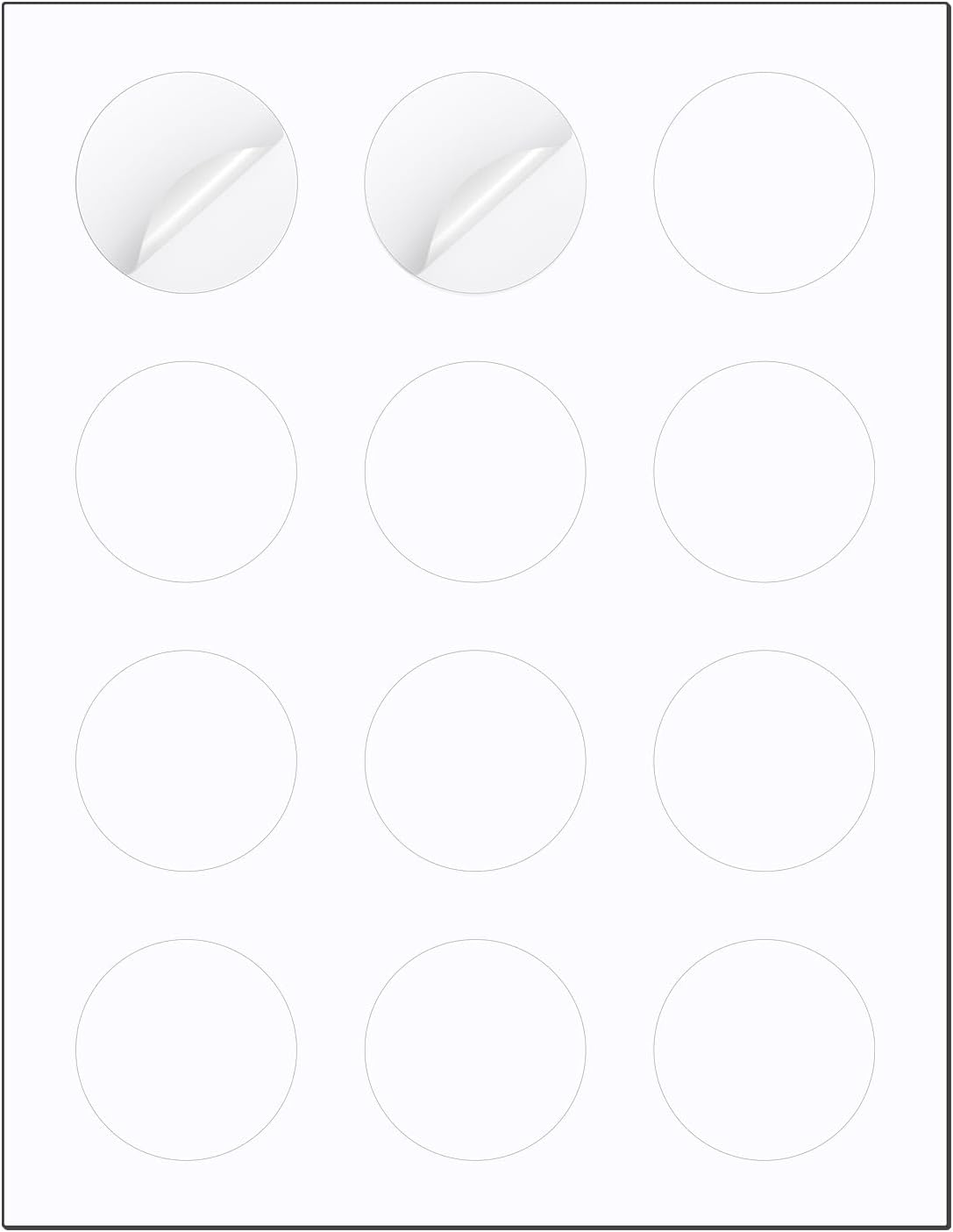 Methdic 2" Diameter High Visibility Printable Round Labels，Matte White，360 Customizable Blank Stickers