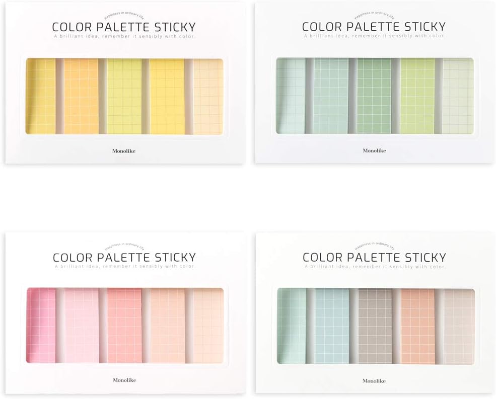 Monolike Color Palette Sticky Grid 500 C Set 4p - Self-Adhesive Memo Pad 30 Sheets