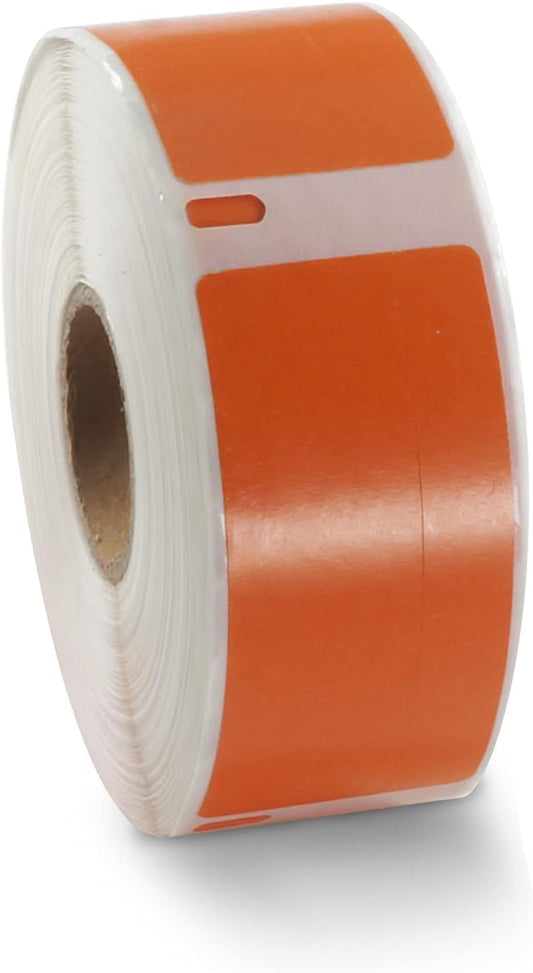 BETCKEY Colored Labels Compatible with Dymo 1738595 (3/4" x 2-1/2") Barcode/File Labels, Compatible for Dymo LabelWriter Thermal 450, 4XL & Zebra Desktop Printers [1 Roll, Orange]