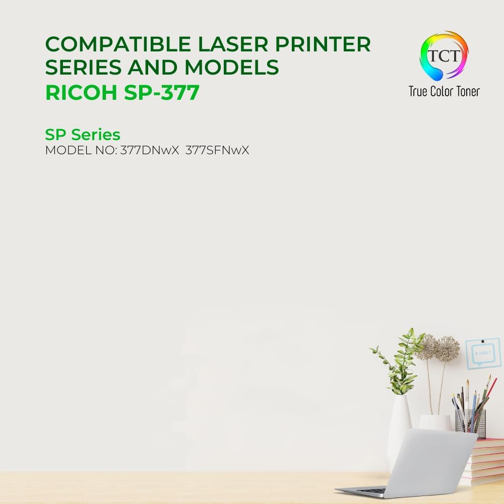 TCT SP-377 Toner Cartridge 2 Pack - Compatible Replacement for Ricoh Aficio SP-377 408161 Black Works with Ricoh Aficio SP377DNwX SP377SFNwX Printers (6,400 Pages)