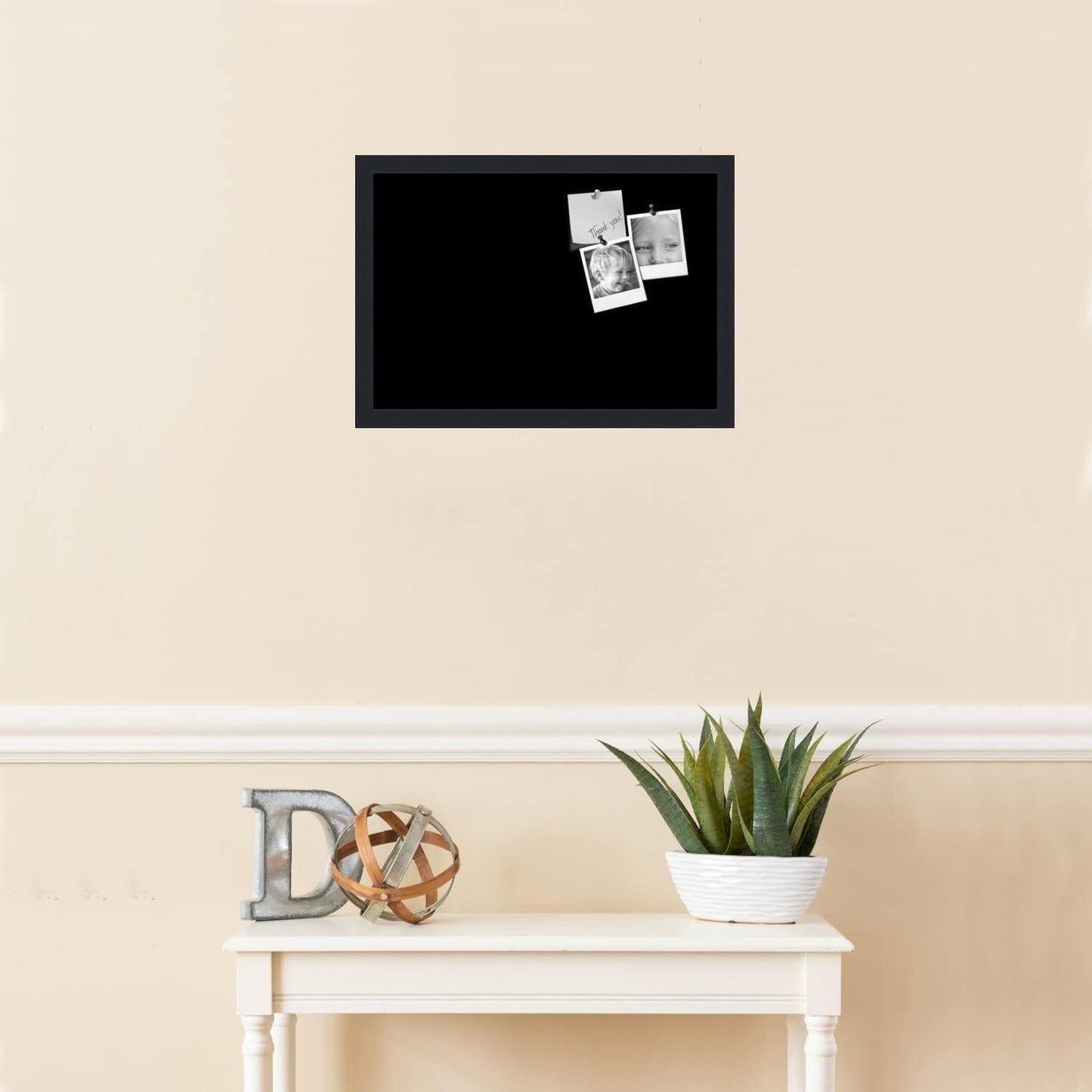PinPix 19x13 Inch Cork Bulletin Board. This Decorative Framed Pin Board Comes with Solid Black Design and a Satin Black Frame. Ideal for Home Office Decor or Message Board (PinPix-622)