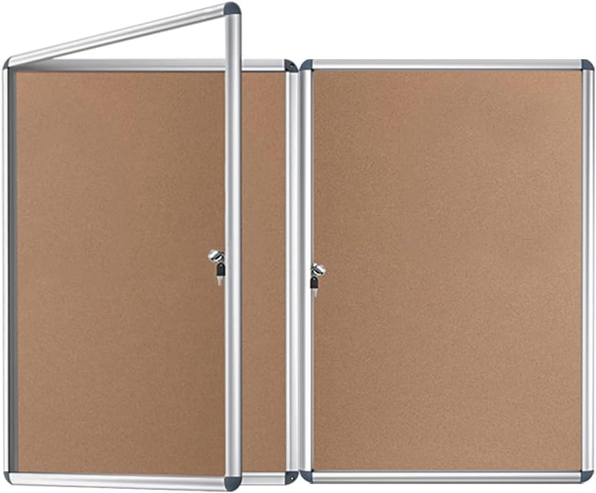 VIZ-PRO Tamperproof Lockable Cork Noticeboard Class 1 Aluminium Framed 36x24 Inches, Pack of 2