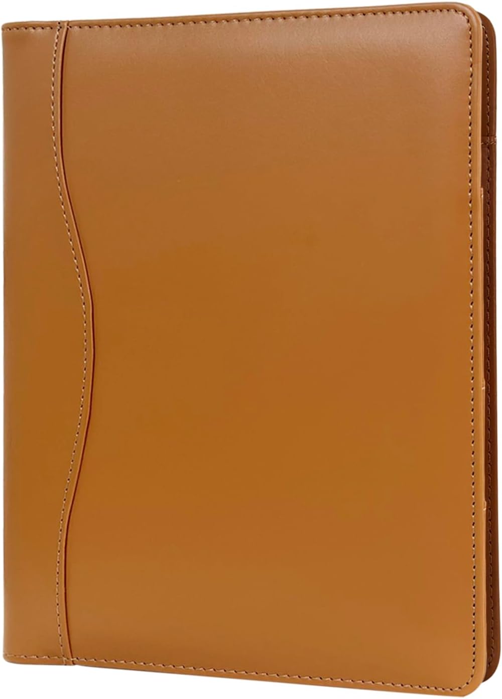 Leather Portfolio Binder 5 x 8, Mini Soft Leather Padfolio A5 Business Binder Legal Writing Pad Junior Size Document Organizer for Present Gift Kid Men Women Brown