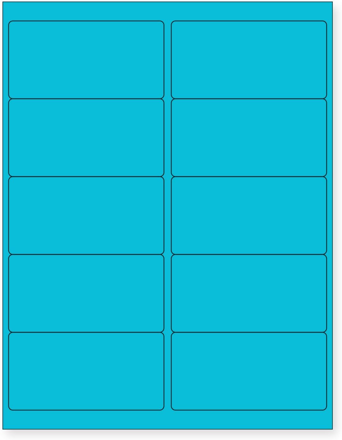 NextDayLabels - 8-1/2 x 11" Neon Color High Light Fluorescent Labels for Laser & Inkjet Printer (Blue Fluorescent, 4 x 2" - 10 Per Page | 1000 Labels)