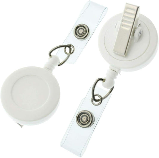 Bulk 25 Pack - Premium Retractable Badge Reels with Alligator Swivel Clip on Back by Specialist ID (White)