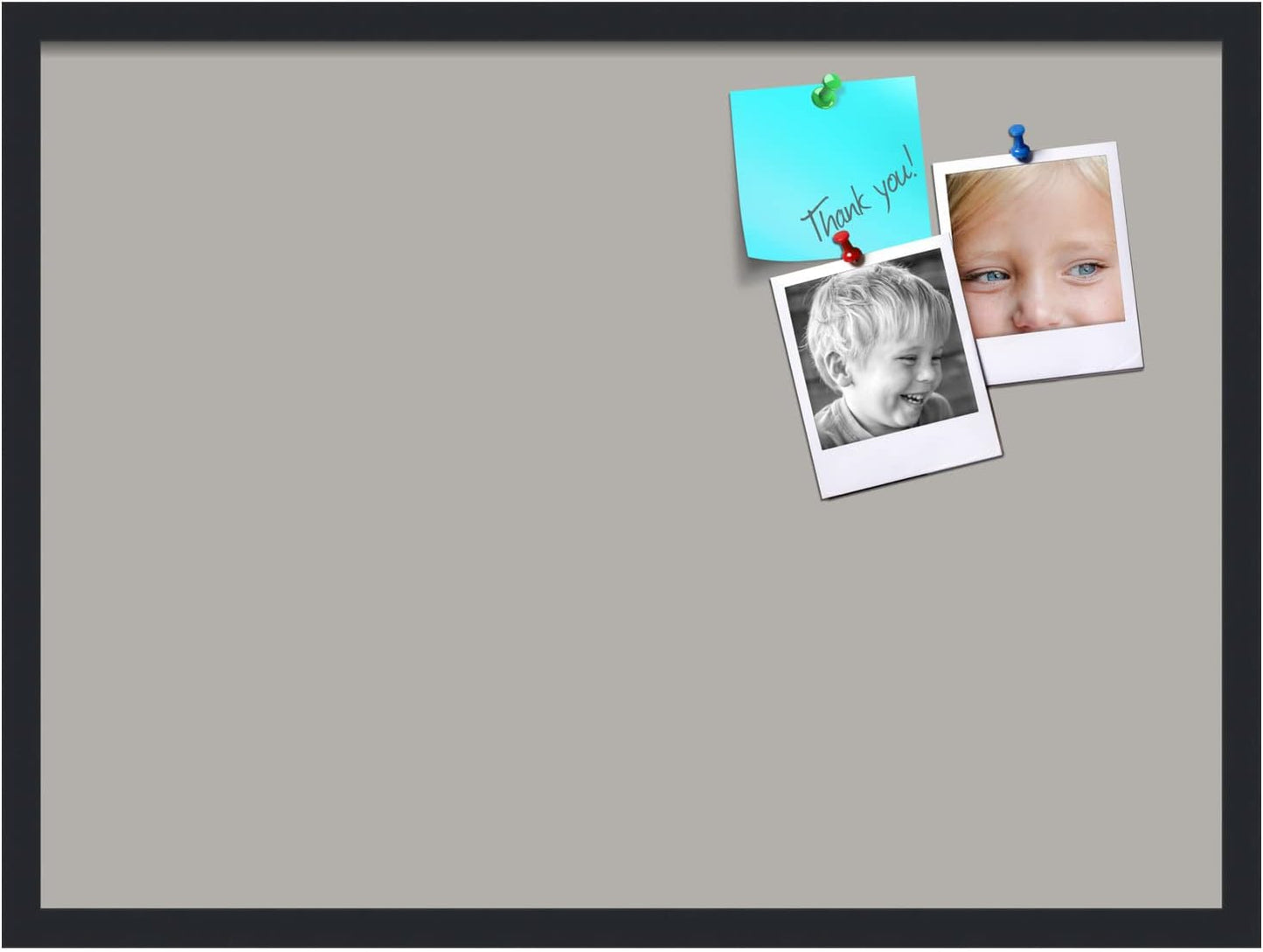 PinPix 30x22 Inch Cork Bulletin Board. This Decorative Framed Pin Board Comes with Dark Stone Design and a Satin Black Frame. Ideal for Home Office Decor or Message Board (PinPix-1808)