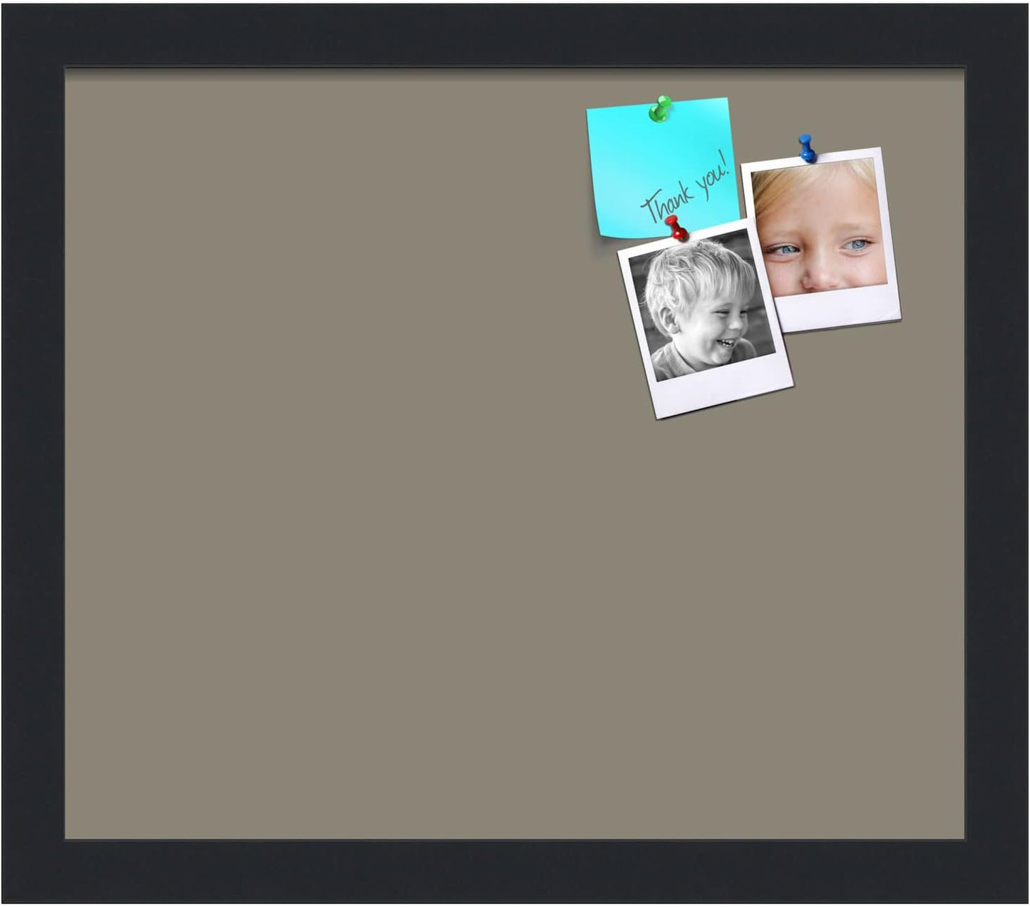 PinPix 14x12 Inch Cork Bulletin Board. This Decorative Framed Pin Board Comes with Pewter Design and a Satin Black Frame. Ideal for Home Office Decor or Message Board (PinPix-1812)