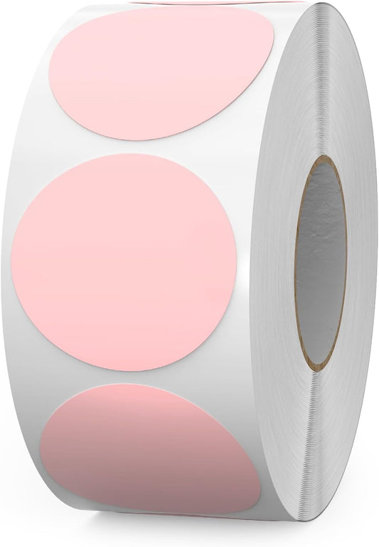 1000 PCS Color Coding Round Stickers 1.5 Inch Vinyl Pink Dot Sticker Removable Writable Circle Labels for Inventory Garage Sale Price Tags