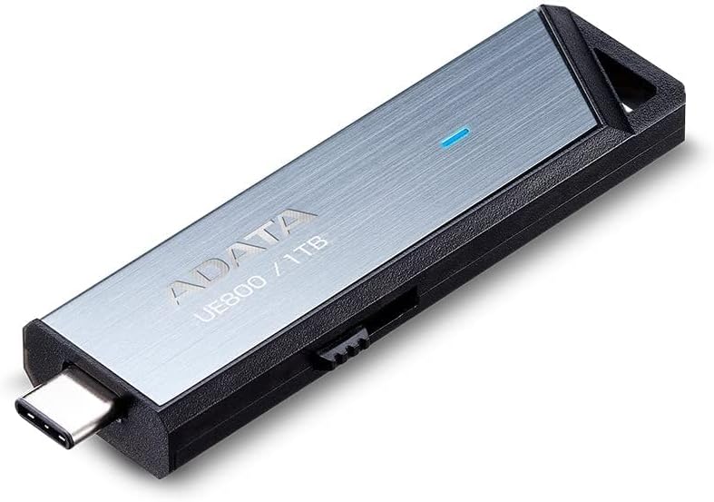 ADATA Elite UE800 1TB USB Type-C USB 3.2 Gen2 Flash Drive Portable SSD Up to 1000MB/s Read/Write (AELI-UE800-1T-CSG), Compatible with iPhone 15 Pro Series/Android/PlayStation 5