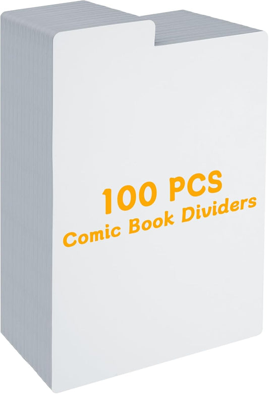 SHUESS 100 Pack Comic Book Dividers Plastic Dividers with Tabs White Frosted Card Separator for Comic Book Storage Boxes